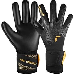 Reusch Pure Contact Infinity Junior Guanti da portiere per bambini, ideali per erba artificiale, 6,5, nero/oro