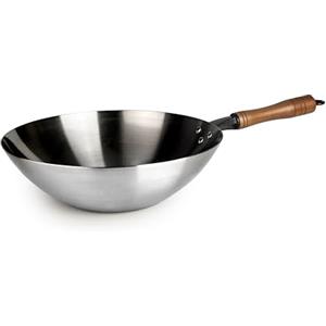 IBILI - Wok Karbonsteel 32 Cm, acciaio al carbonio, adatto per induzione, ritenzione di calore, durevole e resistente, senza antiaderente, ecologico