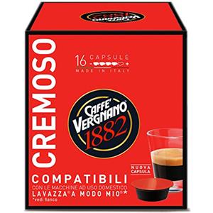 Caffè Vergnano 1882 Capsule Caffè Compatibili Lavazza A Modo Mio, Cremoso - Confezione da 16 capsule