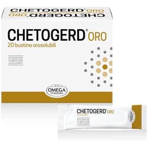 Colonir Omega Pharma - Chetogerd Oro con Acido Ialuronico Favorisce il Controllo dell'Acidità Gastrica - 20 Bustine Orosolubili