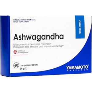 YAMAMOTO RESEARCH Ashwagandha 60 compresse, integratore con estratto secco di ashwaganda, per il rilassamento ed il benessere mentale e per contrastare lo stress psico-fisico