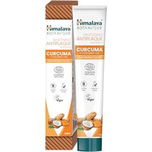 Himalaya Ecocert Cosmos Natural Certified Botanique Dentifricio Sbiancante Antiplacca con Attivi Bio, Curcuma + Olio di Cocco per Denti più Sbiancati | Previene le Carie, Rinfresca l'Alito, 75 ml
