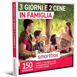 Smartbox - Cofanetto Regalo 3 Giorni e 2 cene in Famiglia - Idea Regalo per la Famiglia - 2 Notti con Colazione e 2 cene per 2 Adulti e 2 Bambini