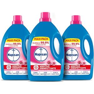 Napisan Additivo Disinfettante Lavatrice alla fragranza Profumo di Primavera, 3 Confezioni da 2.2 Litri di Additivo Liquido per Lavatrice, Contro i Batteri e i Cattivi Odori
