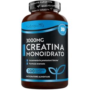 Nutravita Creatina Monoidrata 3000mg - 300 Creatine Compresse per 100 Giorni - Creatina Monoidrato Vegana - Integratore Pre e Post Workout - Prodotto nel Regno Unito