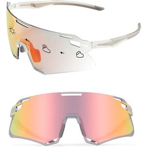 ROCKBROS Occhiali da Ciclismo Fotocromatici, Occhiali da Sole Sportivi Uomo e Donna, Montatura TR90 per Sport All'aperto Ciclismo MTB Pesca Corsa