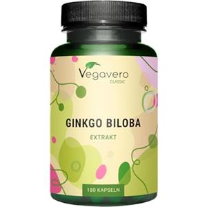 Vegavero GINKGO BILOBA Vegavero® | estratto 50:1 | 24% di Glucosidi Flavonoidi e 6% di Terpenoidi | Circolazione, Memoria & Concentrazione | Senza Additivi | 180 capsule | Vegan