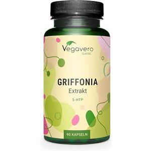Vegavero Griffonia 5-HTP Alto Dosaggio 1.000 mg - 90 Capsule Vegan per Stress, Ansia, Umore e Sonno