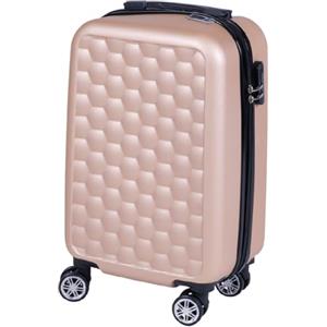 PROVITERA Trolley Cabina Rigido in ABS con Maniglia Telescopica, Valigia Leggera e Durevole per Viaggi, Bagaglio a Mano con 4 Ruote Easy Roll Piroettanti, Dimensioni 33.5 x 22 x 55 cm (Oro)