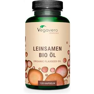 Vegavero Olio di SEMI di LINO Vegavero® | 100% Biologico, Vegan e Senza Additivi | 1000 mg di Omega 3 6 9 | Miglior rapporto di acidi grassi | 120 capsule