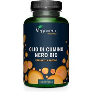 Vegavero Olio di Cumino Nero BIO | 1000 mg | con Vitamina E | 55% di Acido Linoleico, 22% oleico e 0,2% di timochinone | Nigella Sativa Spremuta a Freddo | 180 capsule | Vegan | Vegavero®