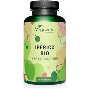 Vegavero IPERICO BIO 500 mg Vegavero® | con PASSIFLORA | Origine: Europa | Estratti titolati in Ipericina e Flavonoidi | 90 capsule | Vegan