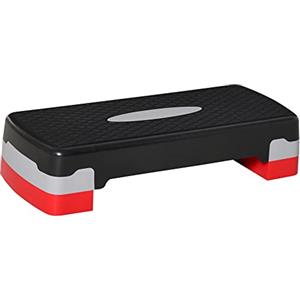 HOMCOM Stepper Fitness Casa, Step Fitness con Altezza Regolabile 10-15 cm, con Strato Antiscivolo, Pedana Step Fitness Casa per Allenamento a Palestra, 68x29cm, Nero e Rosso