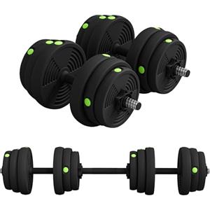 SPORTNOW Set Manubri Regolabili 2 in 1 Regolabili da 25kg, Set Bilanciere Palestra con Impugnatura Antiscivolo, per Allenamento Fitness in Casa, Nero e Verde