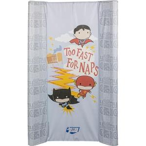 Tataway Dc Comics Justice League piano cambio con sponde, e grafiche dei supereroi Spiderman, Flash e Batman, materassino fasciatoio da tavolo per bambini, misure 81x50x9,5 cm