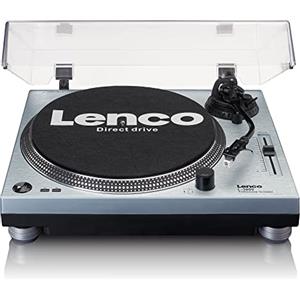 Lenco Giradischi Lenco L-3809 - Giradischi per DJ con trazione diretta - USB - Preamplificatore - 33 e 45 giri - MMC - RCA - Uscita di linea - Blu metallizzato