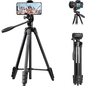 K&F CONCEPT Treppiede Fotocamera e Smartphone 152cm, K&F Concept Treppiedi Leggero da Viaggio con Telecomando Wireless per Canon Nikon Sony iPhone Samsung, Huawei, Xiaomi, Live Stream YouTube Living Vlog