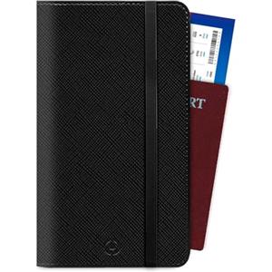 Celly, Porta Passaporto Da Viaggio, Accessorio da Viaggio Utili con Chiusura Magnetica e Tasche Per Documenti, Carte, Contanti e Smartphone, in Similpelle Nero