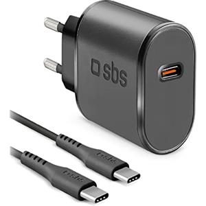 SBS Kit con Caricatore USB C da Parete e Cavo USB C da 1 Metro, Caricabatterie da Parete e Ciabatta Multripresa da 15W per Cellulari, Auricolari TWS, Smartwatch, Powerbank, Speaker, Kobo, Kindle