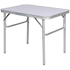 BAKAJI Tavolo Camper Campeggio Picnic Struttura Alluminio Piano in Formica Piedini regolabili in 2 Altezze 25/50cm Pieghevole a valigetta per spiaggia o giardino (60 x 45 x 50 cm)