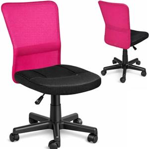BAKAJI Sedia Scrivania Ufficio Cameretta Girevole in Tessuto Rete Altezza Regolabile con Ruote (Nero Fuxia)