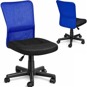 BAKAJI Sedia Scrivania Ufficio Cameretta Girevole in Tessuto Rete Altezza Regolabile con Ruote (Nero Blu)