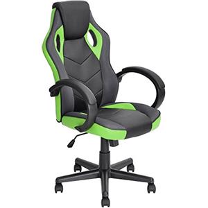 BAKAJI Sedia Gaming Verde - Poltrona da Ufficio Direzionale con Ruote Girevoli e Altezza Regolabile