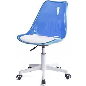 Shally Dogan Sedia da Scrivania con 5 Ruote Girevoli, Schienale trasparente in polipropilene, Poltrona Ergonomica con Seduta Imbottita ad Alta Densità, Ideale per Cameretta, Ufficio, Casa (Blu)