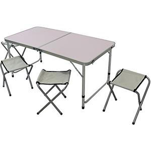 BAKAJI Tavolo Camper Campeggio Picnic Alluminio Pieghevole a valigetta per spiaggia o giardino (120 x 60cm)