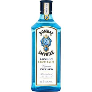 Bombay Sapphire London Dry Gin, 40% vol., 100 cl / 1 L, gin 100% infuso a vapore con 10 botanical accuratamente selezionati