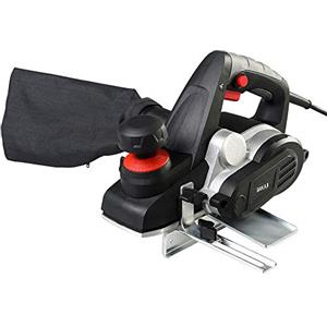 Bakaji Pialla Elettrica Piallatrice Potenza 750W Levigatrice Pialletto Legno Velocità 16500 rpm Larghezza Taglio 82mm Profondità Regolabile 0-3 mm con Aspiratore integrato Sacco + Guida Parallela