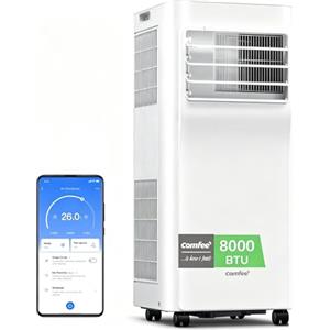 COMFEE' Condizionatore Portatile 8000 BTU/h 2.3kW, controllo APP, 3 modalità, 3 velocità di ventilazione, timer 24H, per soggiorni e appartamenti di 29㎡/78m³, funziona con Alexa [Classe energetica A]