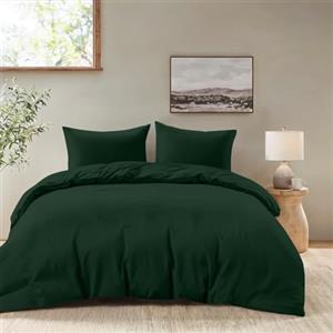 Dreamzie Copripiumino Una Piazza e Mezza 200x200 cm con 2 Federe 50x70 cm - Verde - Set Copripiumino Una Piazza e Mezza 200x200