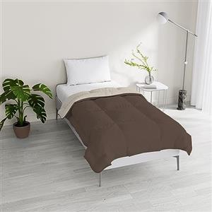 Italian Bed Linen Piumino invernale imbottito bicolore Sogni e Capricci, Marrone/Panna, Piazza e Mezza 200x200cm