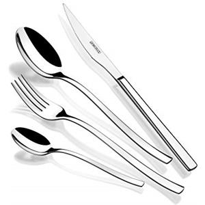 MONIX Génova | Set di posate di 24 pezzi con coltello da bistecca, acciaio inossidabile 18/10, design all'avanguardia e moderno, finitura lucido brillante, spessore 2.5 mm (6 persone)