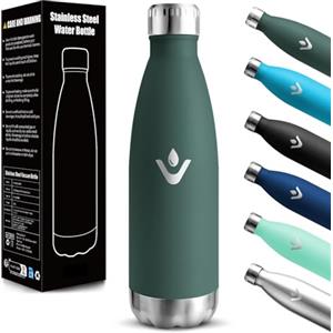 Motswedi Borraccia Termica Bambini, 500ml 18/8 Acciaio Inox, Bottiglia Termica, Doppia Parete, Borracce Termiche, Borraccia Acciaio Inox, Bottiglia acqua per Palestra, Sport, Yoga, Verde Militare