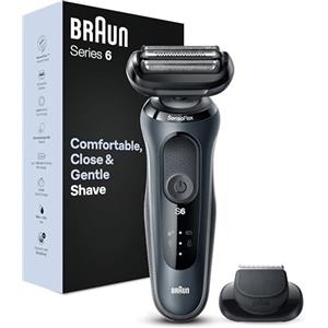 Braun Series 6 Regolabarba Uomo, Rasoio Elettrico Barba, Rifinitore di Precisione Easyclick, Sensoflex, Wet&Dry, Ricaricabile, Custodia da Viaggio, Senza Fili, Idea Regalo, 61-N1200s Grigio