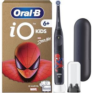 Oral-B Spazzolino Elettrico Ricaricabile iO Kids 6+, 1 Testina, Custodia, Nero - Marvel Spider-Man, 1 Testina di Ricambio per Spazzolino Elettrico, dai 6 Anni in su, Delicato sulle Gengive, Custodia