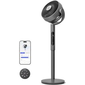 Levoit Ventilatore a piantana Intelligente Ultra Silenzioso 20dB, Flusso 1740m³/h, Telecomando, Risparmio Energetico 24W, Oscillazione 90°, Timer 12h, Altezza Regolabile, WiFi, Nero