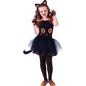 Rubie's Rubies Costume tutù da gatto nero per bambina, top con stampa di gatto nero, fascia per capelli, tutù con coda e calze, Originale di Rubies, Ideale per Halloween, Carnevale e compleanno