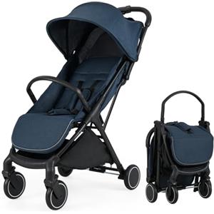 LIFEZEAL Passeggino Ultraleggero per Bambini 0-36 Mesi, Pieghevole, Portatile, Regolabile, Compatto, 6kg, Passeggino con Parasole, Cintura di Sicurezza, Freno, Cesto, per Viaggio, Aereo (blu)