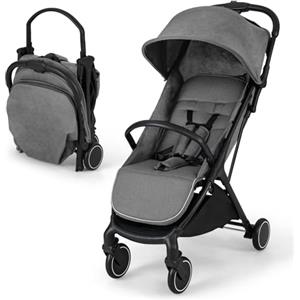 LIFEZEAL Passeggino Ultraleggero per Bambini 0-36 Mesi, Pieghevole, Portatile, Regolabile, Compatto, 6kg, Passeggino con Parasole, Cintura di Sicurezza, Freno, Cesto, per Viaggio, Aereo (grigio)