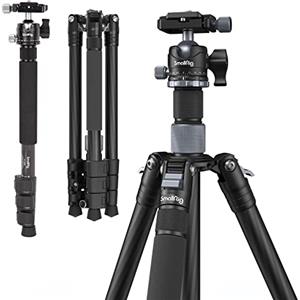SMALLRIG Treppiede in Fibra di Carbonio con Colonna Centrale, Monopiede Staccabile, Testa a Sfera a 360°, Piastra a Sgancio Rapido, Carico Fino a 26,5 Libbre/12 kg - 4059