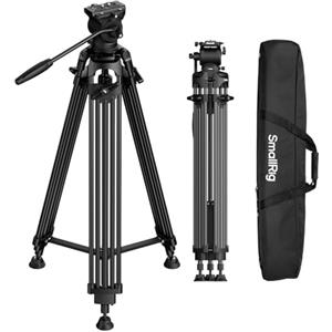 SMALLRIG Treppiede video per impieghi gravosi FreeSpeed, treppiede per fotocamera da 75" con testa fluida a 360° per piastra Manfrotto, estensione rapida con una manopola, ciotola da 75 mm, 5442