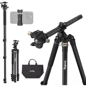 SMALLRIG 2 in 1 Camera Tripod, Treppiede/Monopiede Orizzontale con Colonna Centrale con Rotazione a 360°, con Supporto per Smartphone, per DSLR, Videocamera, CT200, Carico Massimo 22lb/10kg - 4288