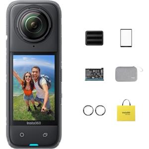 Insta360 X4 Pack Azione - Action Camera impermeabile 8K a 360°, video grandangolare 4K, bastone invisibile per selfie, protezioni per lenti rimovibili, modifica AI, stabilizzazione, nessuna scheda