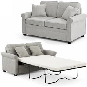 Shally Dogan Divano Letto 2 Posti con Rivestimento in Tessuto Grigio e Cuscino Memory Ergonomico Apertura Facile, Divanetto Apribile con Cuscini Imbottitura Alta Densità, 142.5 x 77 x 86 cm (Grigio)