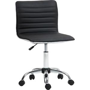 HOMCOM Sedia da Ufficio Ergonomica in Finta Pelle PU con Altezza Regolabile, Poltrona da Ufficio e Studio con Seduta Girevole e 5 Ruote, Nero
