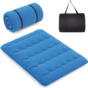 LIFEZEAL Futon Giapponese da Pavimento, Singolo 90x200cm, Materasso Futon da Terra, Tatami Cotone, Arrotolabile, Portatile, Pieghevole, con Fodera Lavabile, Borsa per Campeggio, Blu