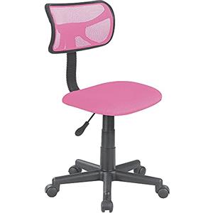 BAKAJI Sedia Girevole Scrivania Regolabile in Altezza Poltrona con Ruote Ufficio cameretta Schienale ergonomico a Rete Traspirante Seduta Imbottita (Rosa)